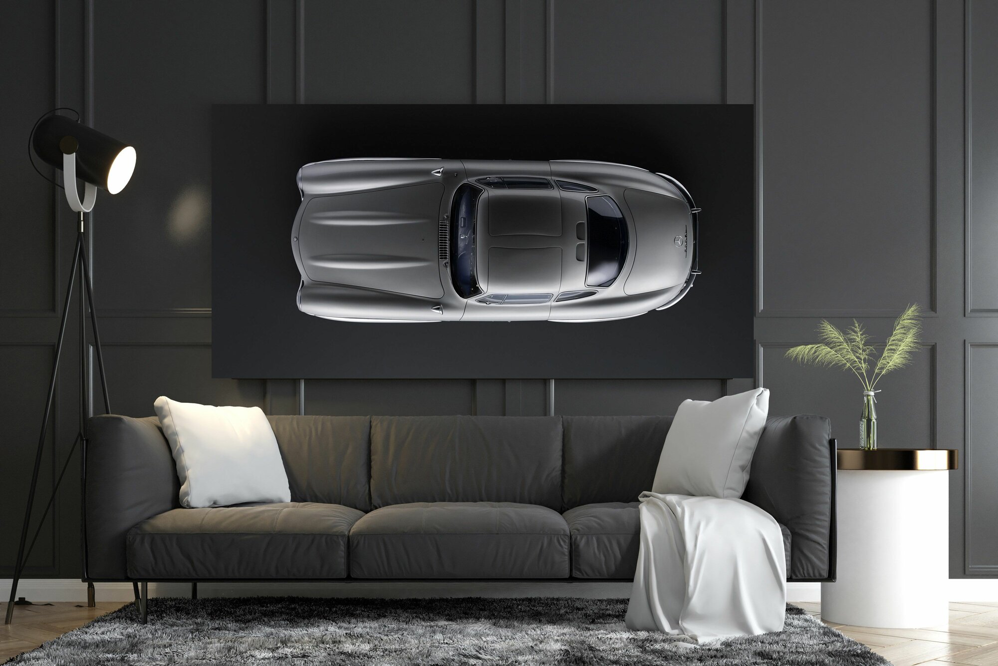 Картина на холсте "1954 Mercedes-Benz 300 SL 078/ машина на холсте / Картина мерседес" 30*50 см