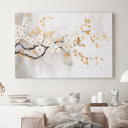 Картина на стену большая на холсте интерьерная Цветущая Сакура 60х90 см