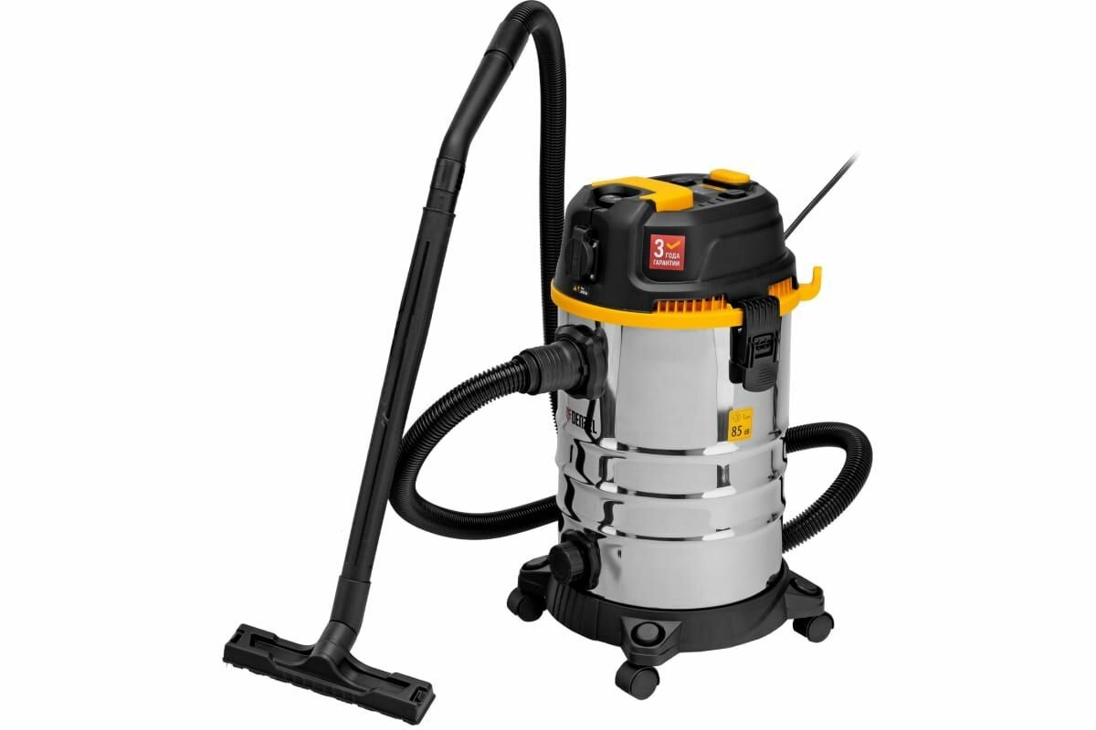 фото Пылесос строительный RVC30, 1400 Вт, бак 30 л, шланг 3 м, розетка с автосинхр. Denzel