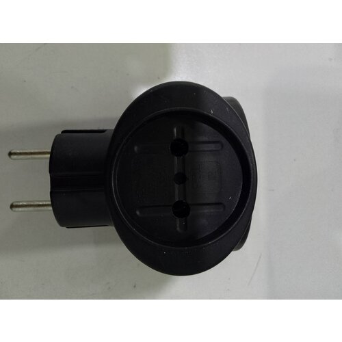 Тройник -3Т (пластик) 10А 220В 3 гнезда, черный