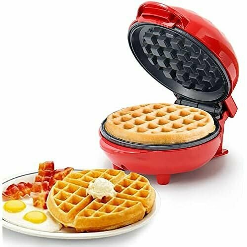 Мини-вафельница SUPERLEX классическая вафельница с антипригарным покрытием вафельница для семейных праздников Пасхи или Рождества круглая красная 923800₽