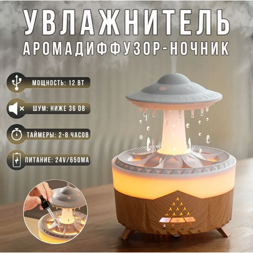 Увлажнитель воздуха для дома с эффектом дождя бело - коричневый 289900₽