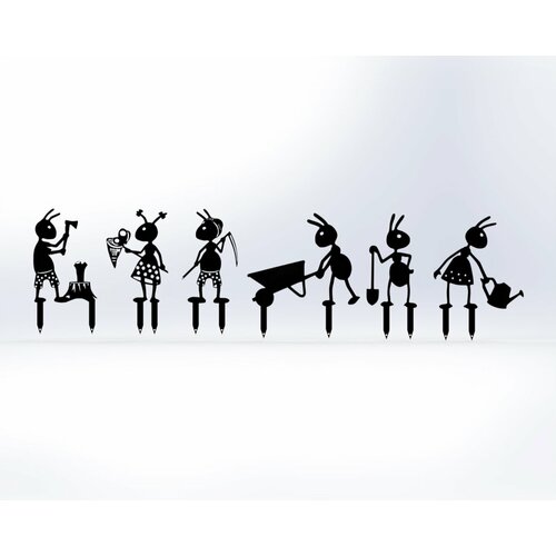 Фигурки садовые металлические Муравьи Комплект 6 шт Черный 2168₽