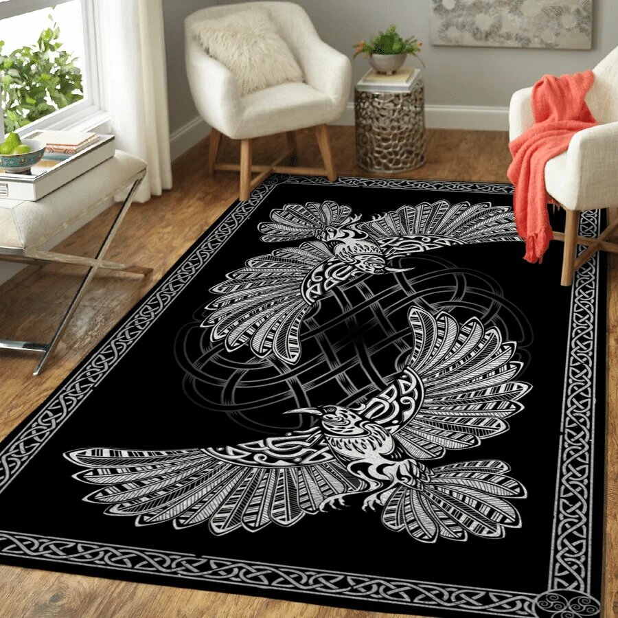 3D ковёр викингов для спальни, 100x120cm 39x47 inch, Черный