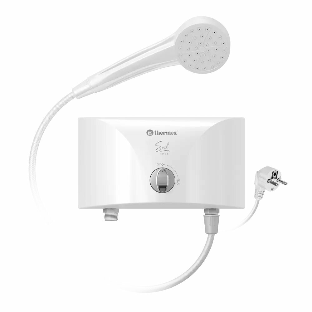 фото Проточный водонагреватель электрический Thermex Soul 3500 shower 2110643.5 кВт белый с душевой лейкой