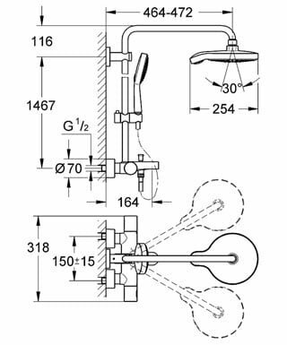 Душевая система с термостатом для ванны Grohe Power 27907 000 (27907000) хром