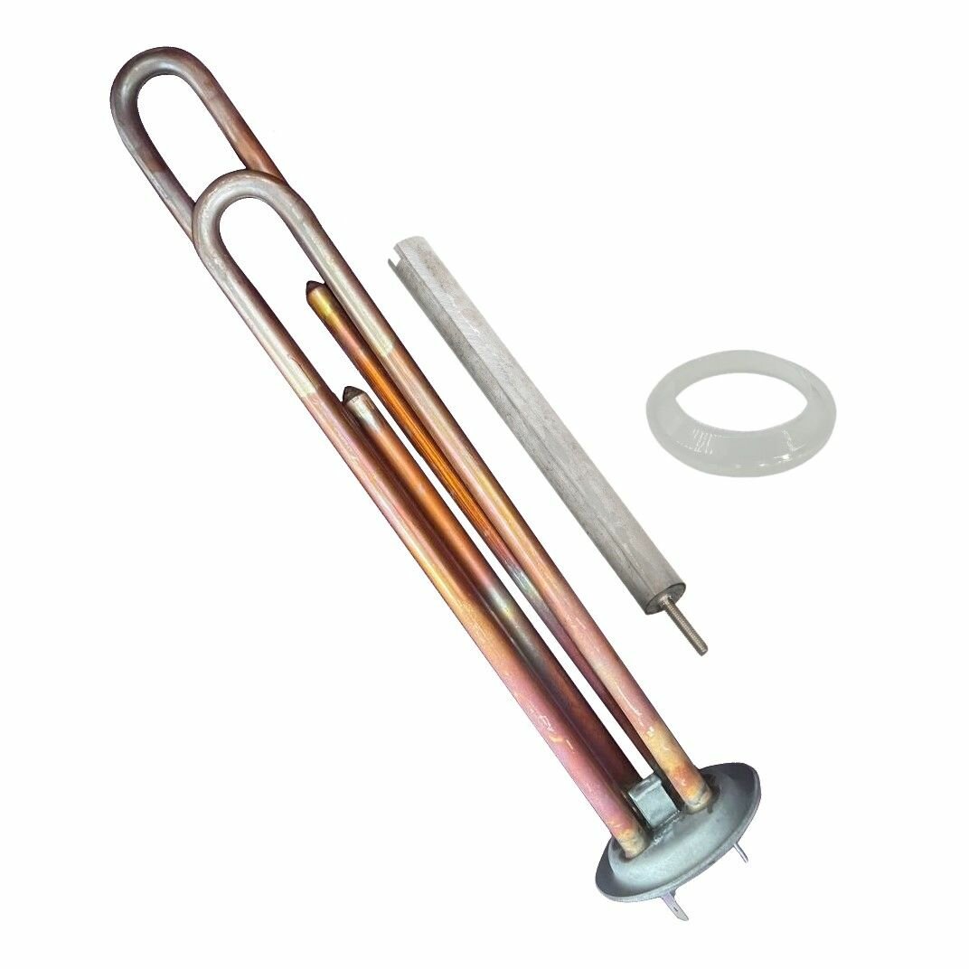 фото Комплект ТЭН 2000W медный "Ten-Shop" на клеммах + Анод + Прокладка для Thermex, Electrolux, Zanussi, Polaris, Ballu и др.