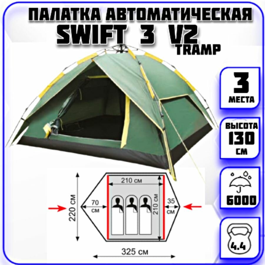 фото Палатка 3-местная быстросборная Tramp Swift 3 v2