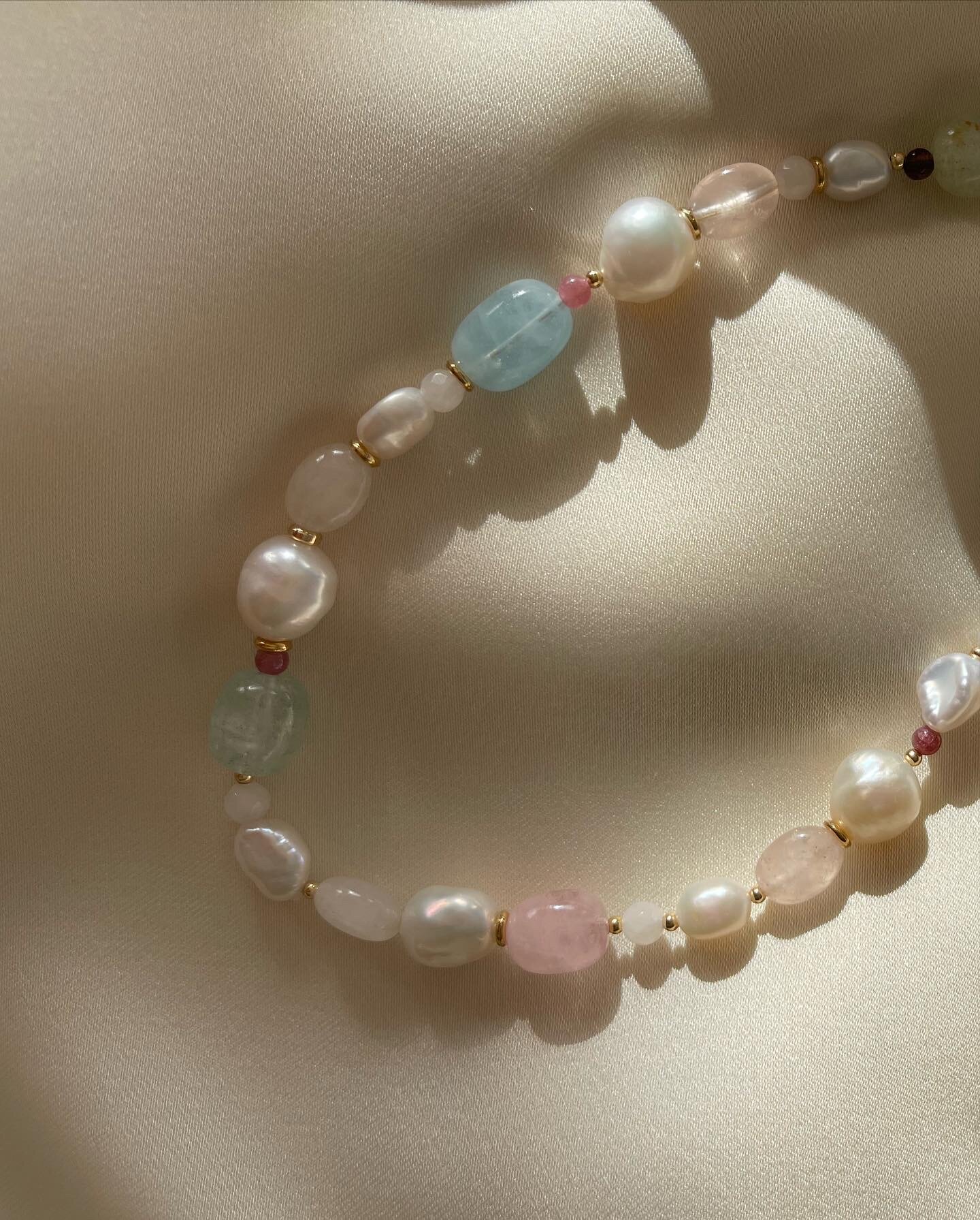 Колье Necklace beryll multicolor с жемчугом и бериллом — фото 1
