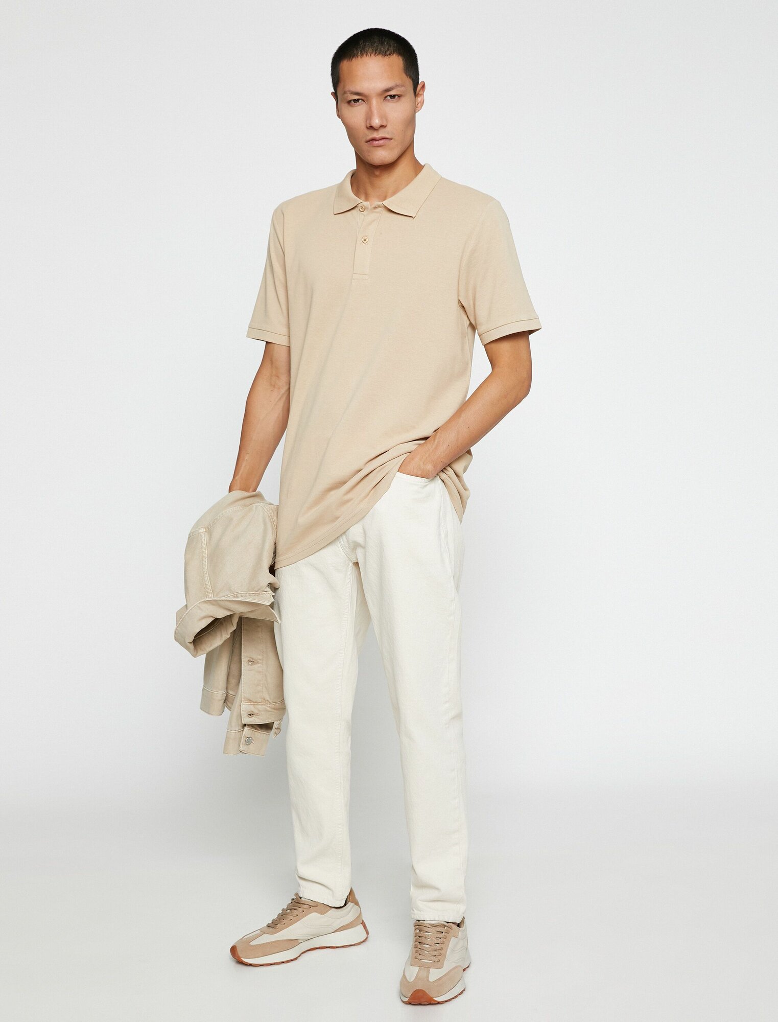 Поло KOTON, размер S, бежевый — фото 1