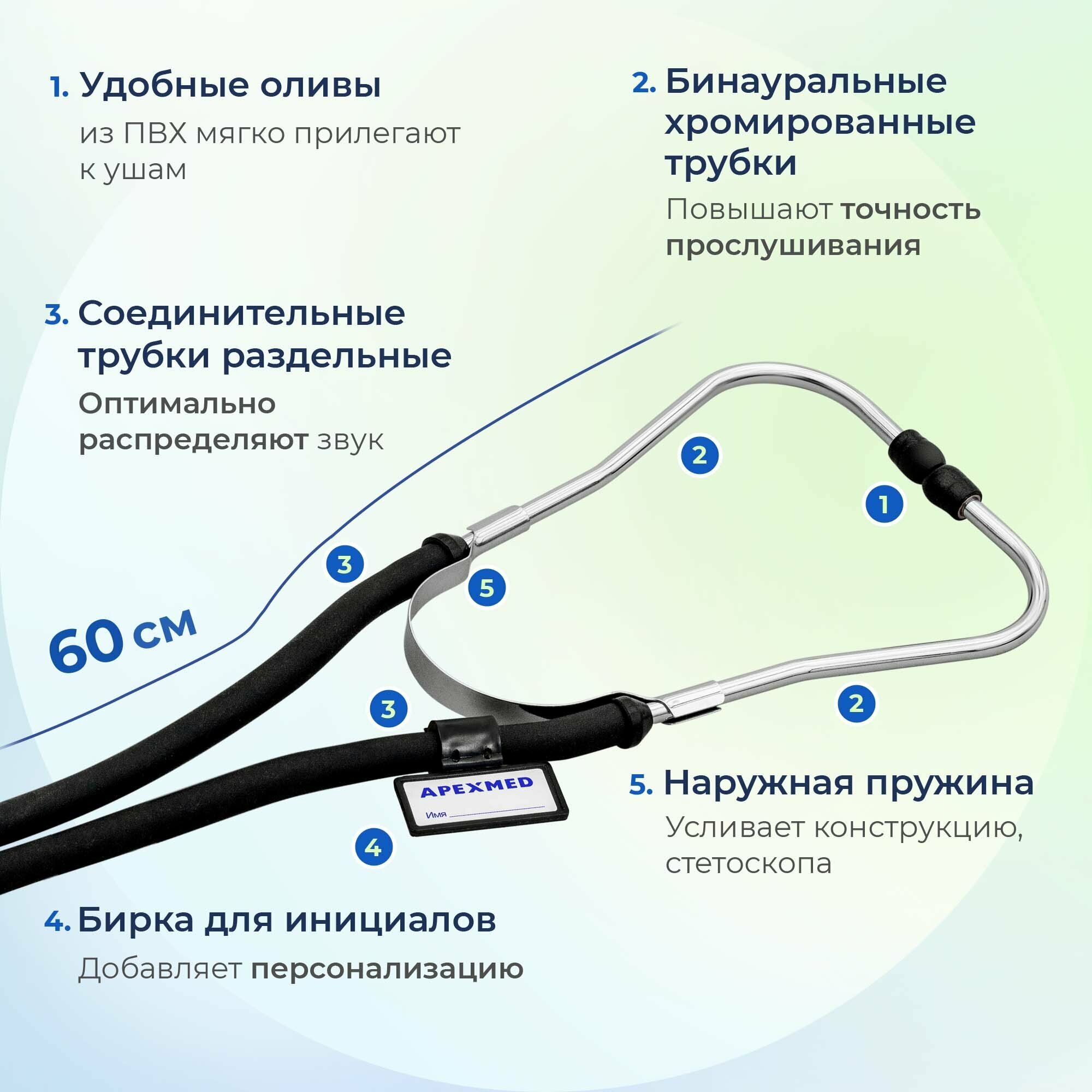 Стетоскопы И Фонендоскопы Стетоскоп медицинский Apexmed AS-50 Спрага-Раппапорта, двухсторонний