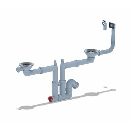 Сифон для двойной мойки АНИ пласт F3545S, 3 1/2