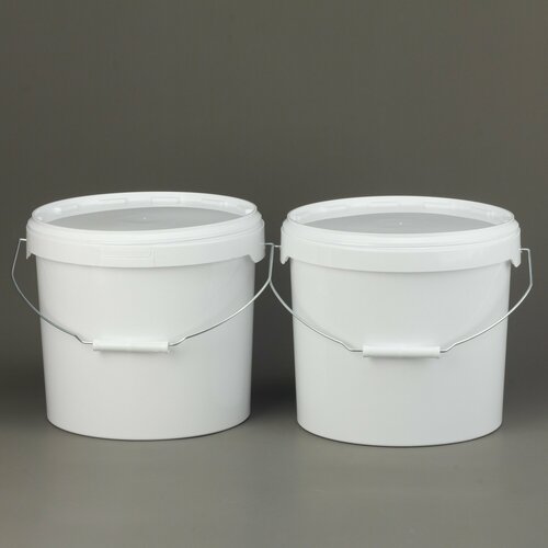 Ведерко (банка) с уплотненной крышкой 10л с металлической ручкой, комплект 2 шт