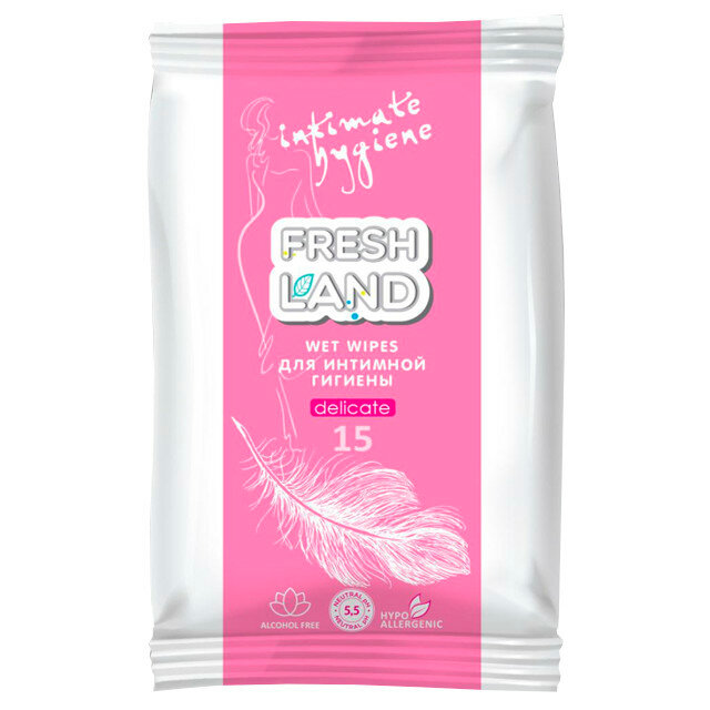 Салфетки влажные FRESHLAND для интимной гигиены 15шт