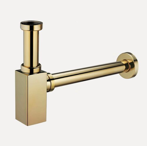 Изображение товара Сифон квадратный, цвет золото, латунный, регулируемая верхняя часть