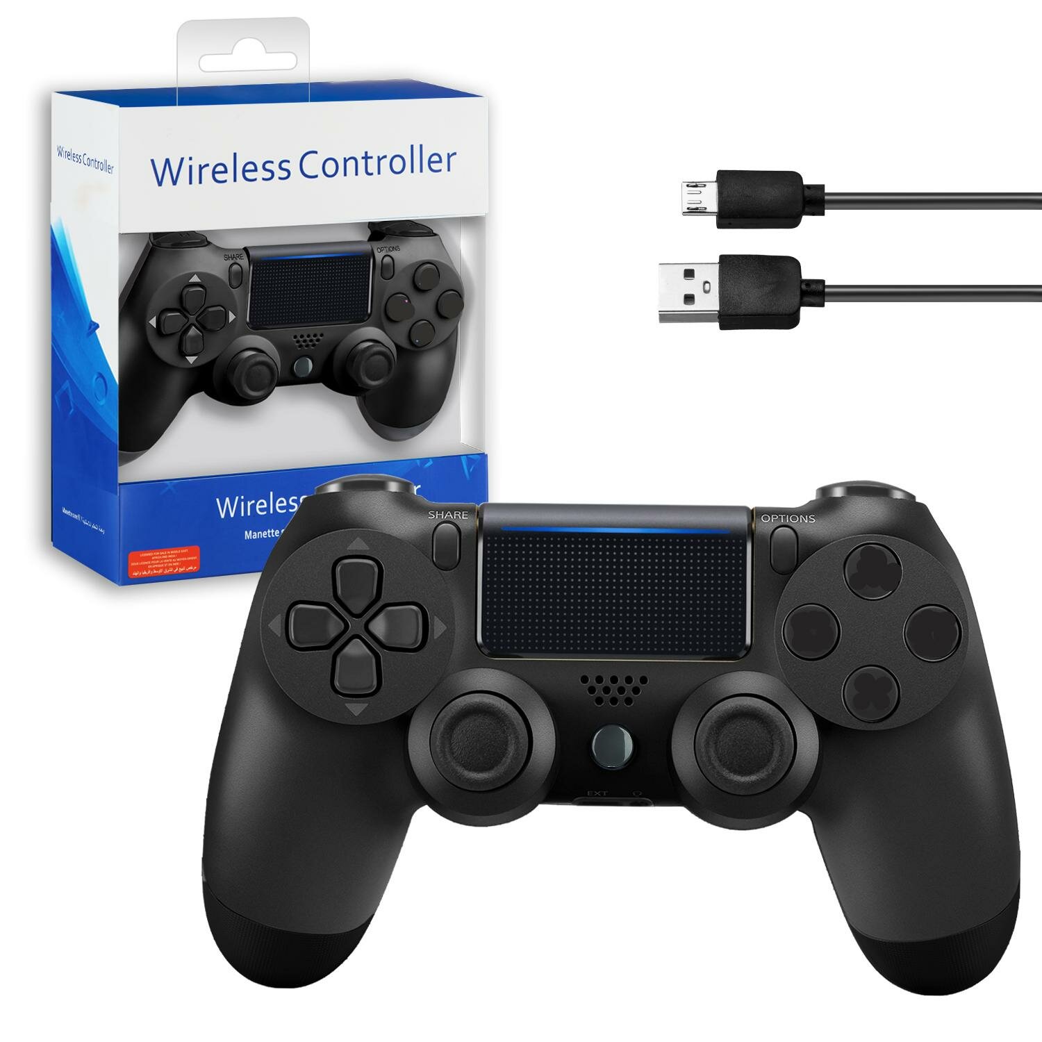 Джойстик (геймпад) беспроводной Bluetooth. Джойстик совместимый с PS4, PC и Mac, устройствами Apple, устройствами на Android, черный