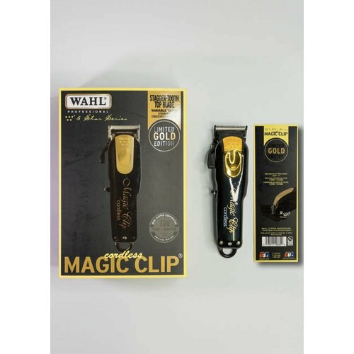 Машинка для стрижки Wahl magic clip limited gold Professional 8 Star Limited Edition Black and Gold Cordless Magic Clip 8148016 1290000₽