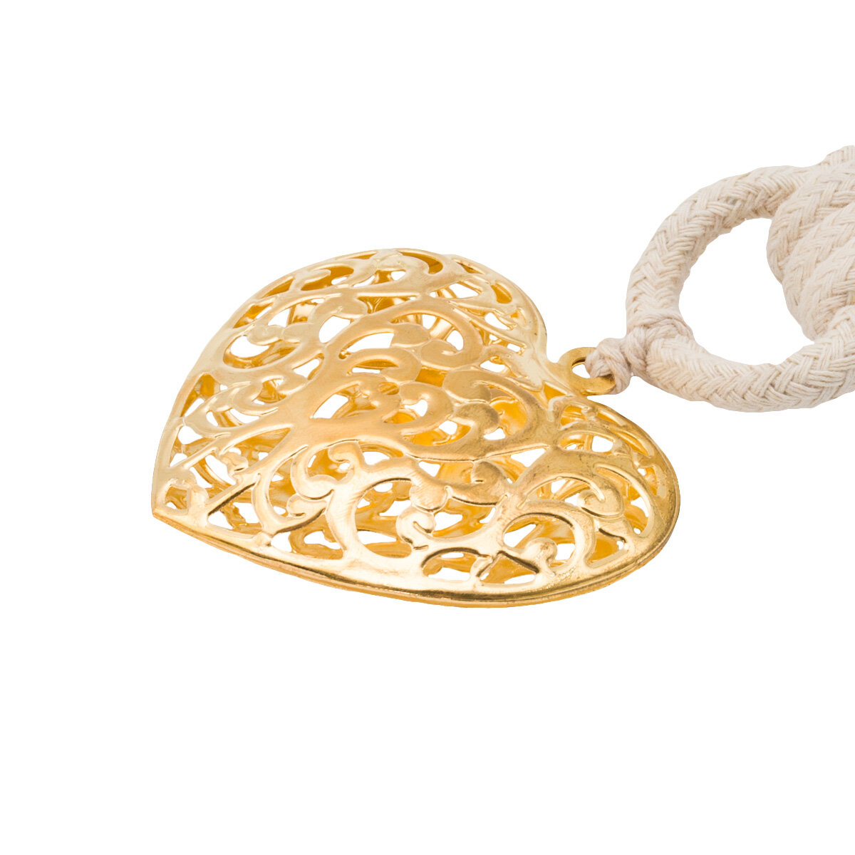 Подхват для штор в виде шнура с подвеской 'Сердце', 6х6,7 см, золотой, Айрис — фото 1