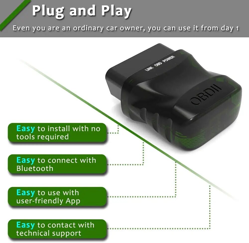 ELM327 Obd2 сканер Bluetooth 4,0 для IOS /Android 2 в 1 считыватель кодов четкие коды ошибок выключить проверить двигатель, Elm327 — фото 1