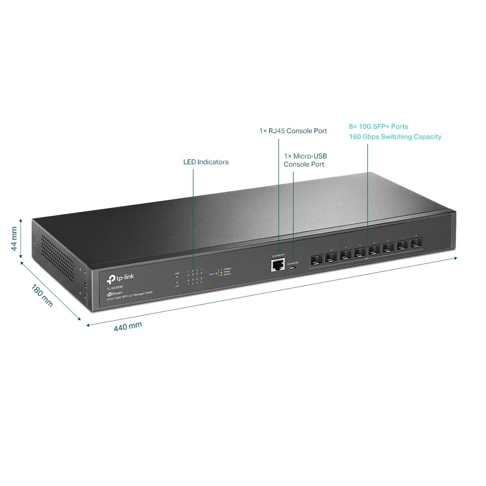 Коммутатор TP-Link TL-SX3008F JetStream 8-Port 10GE SFP+ L2+ Managed Switch