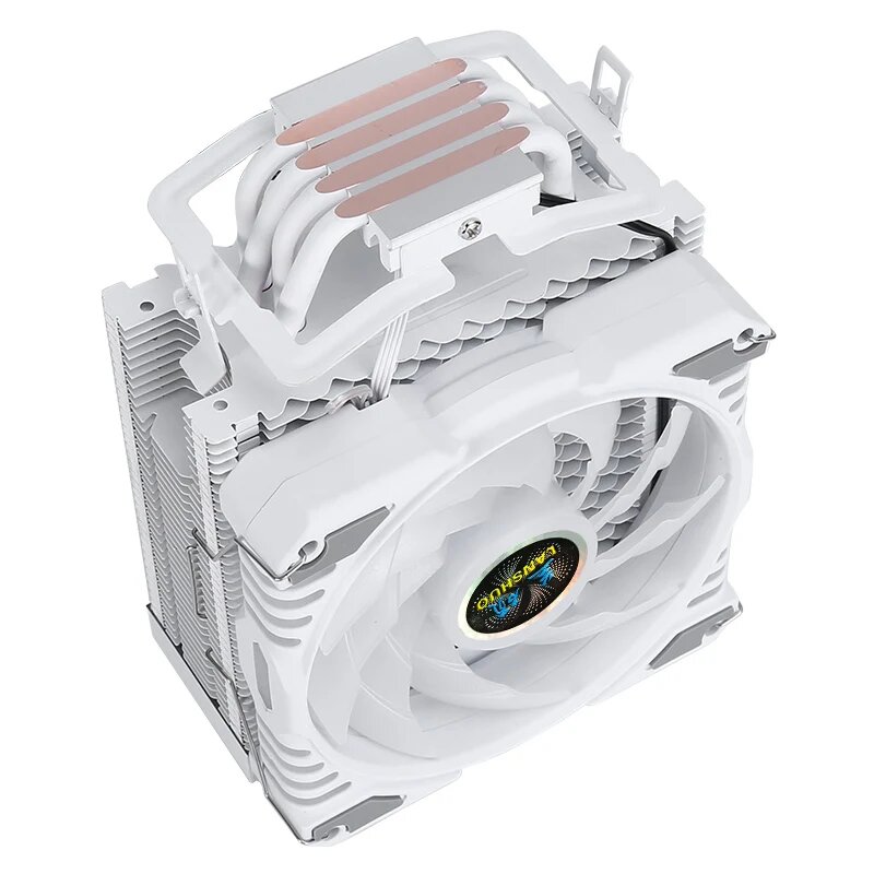 Белый радиатор CPU CoolAngel 4 тепловых трубки 120M RGB — фото 1