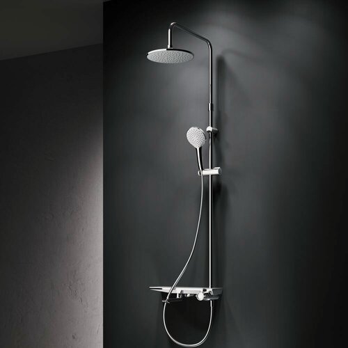 Изображение товара Душевая система с тропическим душем AM.PM Gem смеситель с полкой, верхний душ 220мм, хром