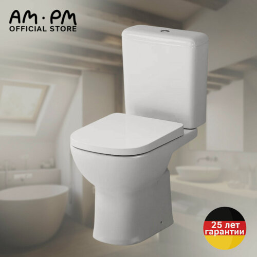 Изображение товара Унитаз-компакт AM.PM Self напольный, безободковый с сиденьем микролифт