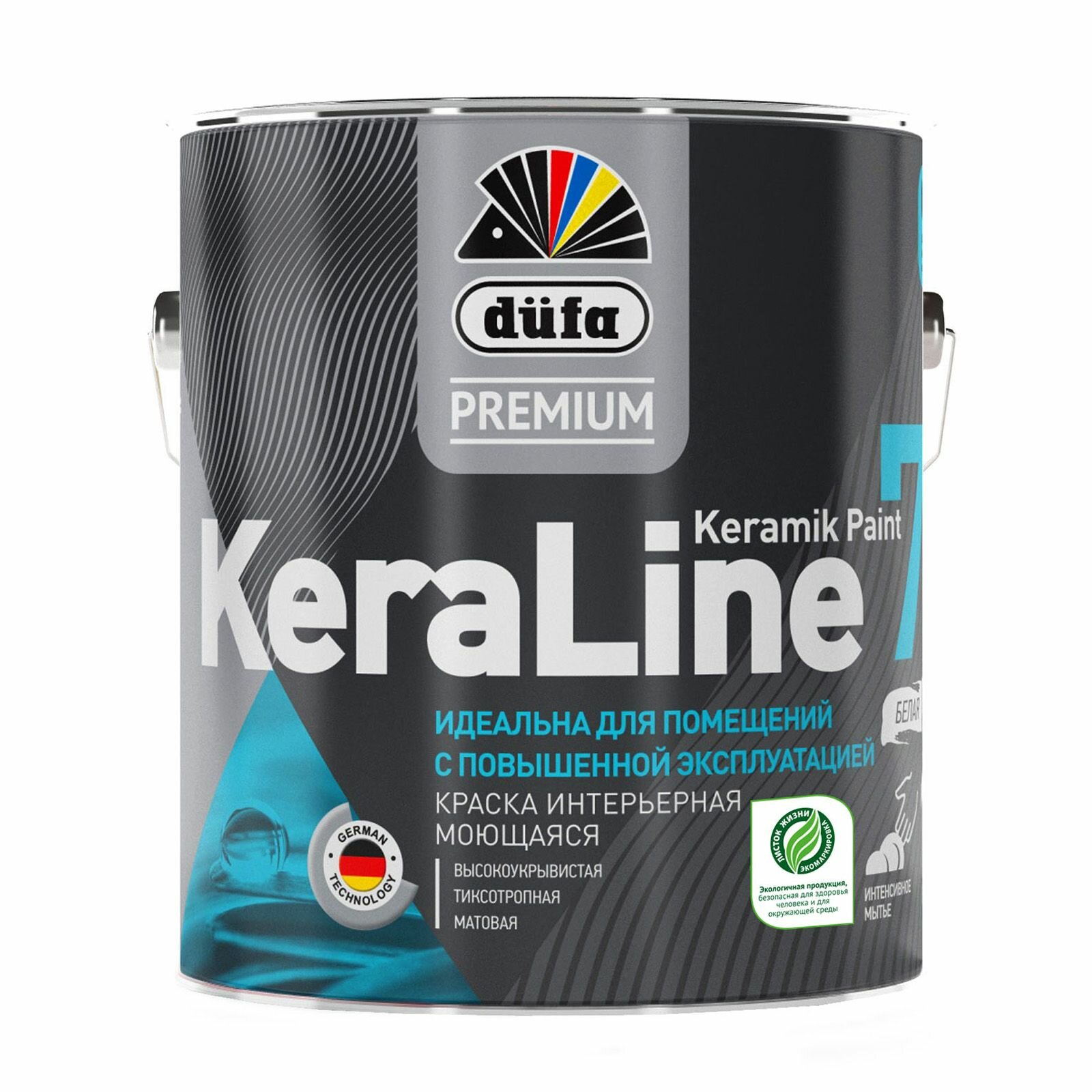 Краска для стен и потолков моющаяся Dufa Premium KeraLine Keramik Paint 7 матовая белая база 1 0.9 л