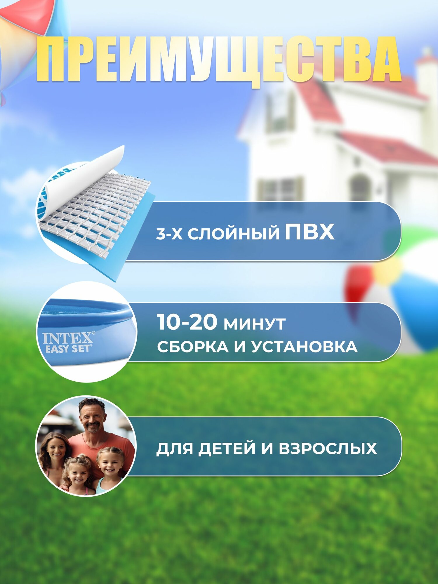 Бассейн надувной INTEX EASY SET, 305х61см объем 3077 литров 28166 — фото 1
