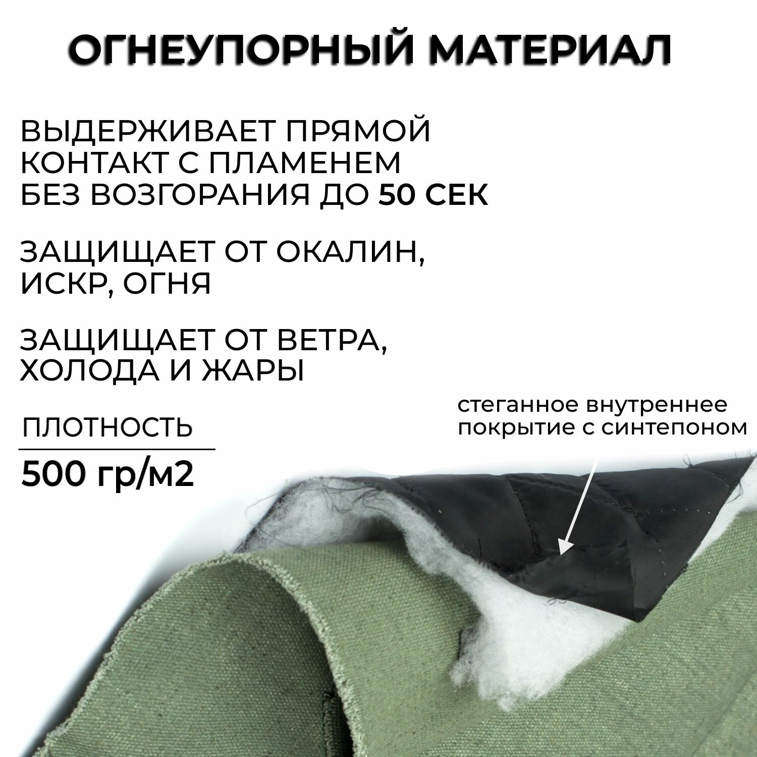 Изображение Брезентовая утепленная штора в гараж с огнеупорной пропиткой 200х120, завеса для гаража, тент универсальный на люверсах, полог брезентовый