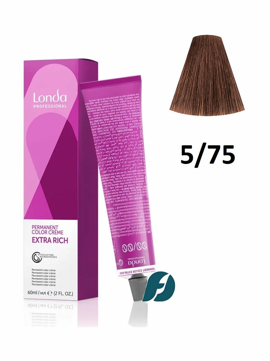 Londa Professional Permanent Color 5/75 Стойкая крем-краска для волос - Светлый шатен коричнево-красный, 60 мл