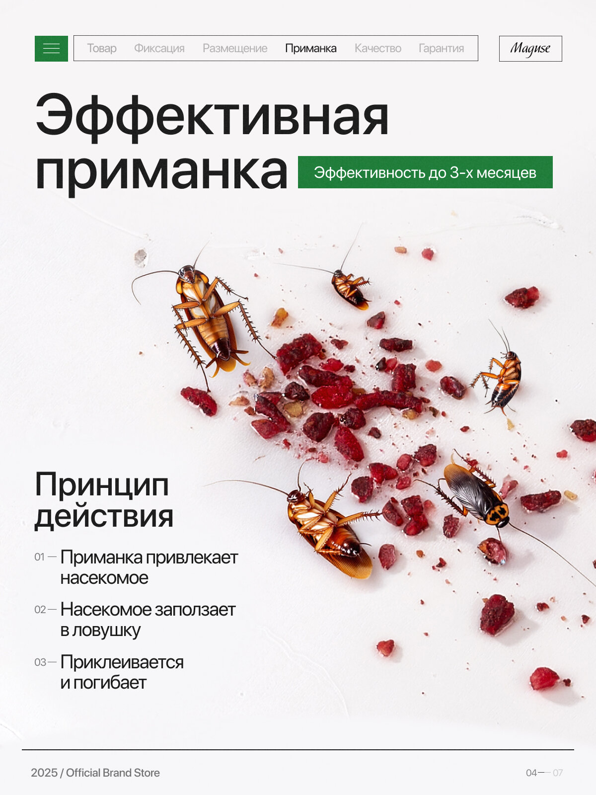 Средство от тараканов Maguse BASE, клеевая ловушка домик от тараканов с приманкой, 10 штук — фото 1