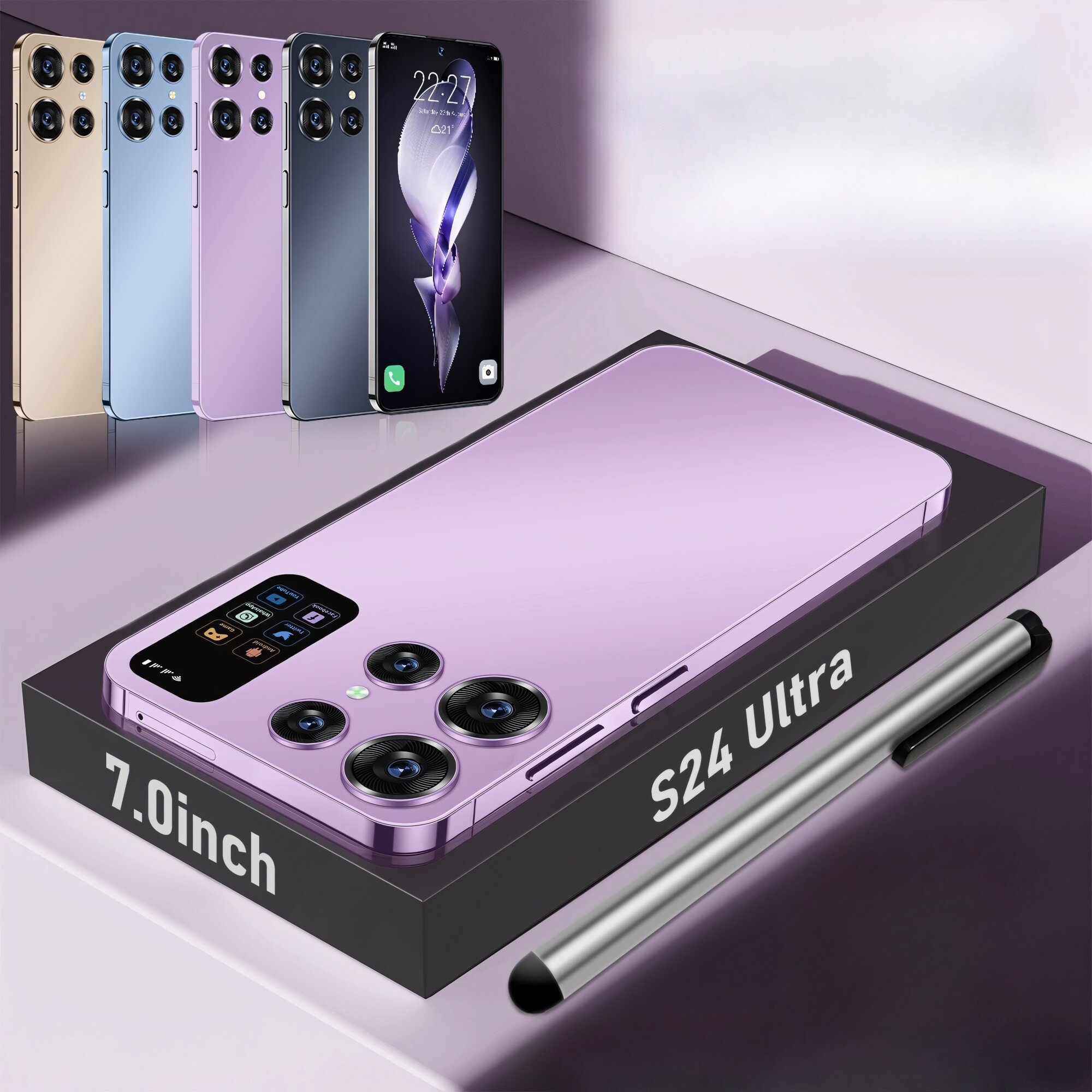 Мобильный телефон S24 Ultra с экраном 7,0 дюймов, на базе Android 13, 16/1Т, цвет purple EU — фото 1