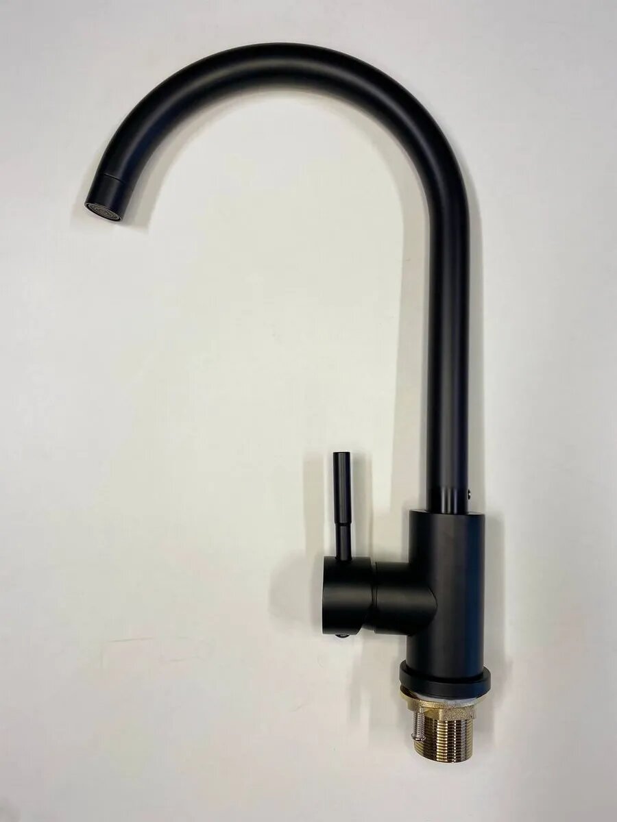 Смеситель для кухни Diadonna, с высоким изливом, черный, нержавеющая сталь — фото 1