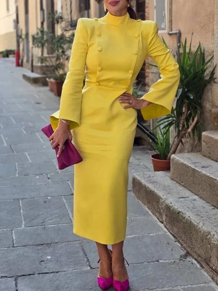 Платье UOOZEE, размер L, светло-желтый