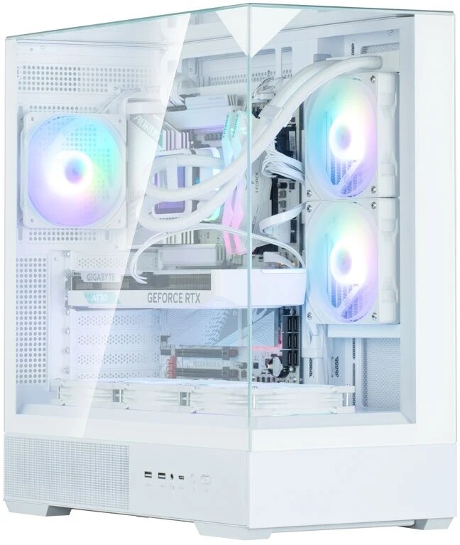 Корпус ZALMAN P40 Prism, ATX, WHITE, WINDOW, 2x3.5", 3x2.5", 1xUSB TYPE-C, 2xUSB3.0, REAR 1x120mm ARGB