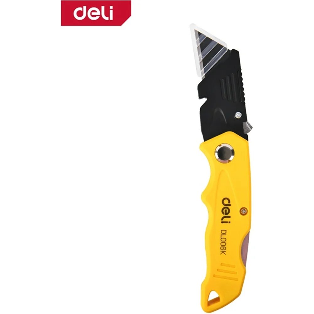 DELI Строительный складной нож с Т-образным лезвием DL006K (4 лезвия в комплекте, сталь SK5, пластиковая рукоятка) 179576