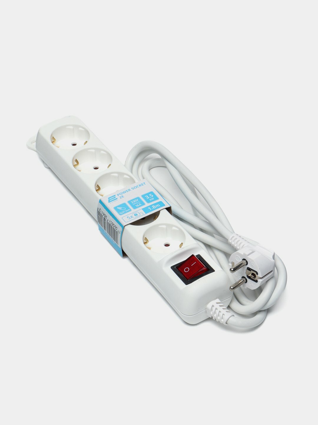 Сетевой фильтр 2E Surge protector 5XSchuko switch, 3G*1.5мм, 1.8м, white