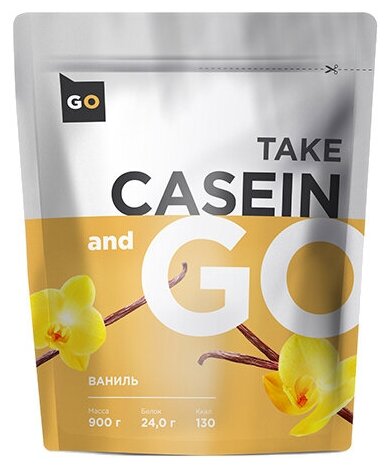 Take and Go, Casein, 900 г, Казеиновый протеин, Ваниль, 25 порций
