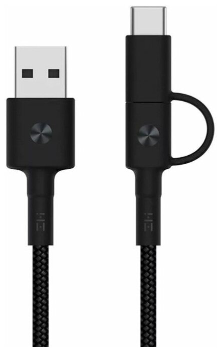 Кабель ZMI 2in1 USB - microUSB / USB Type-C (AL403), 1 м, черный