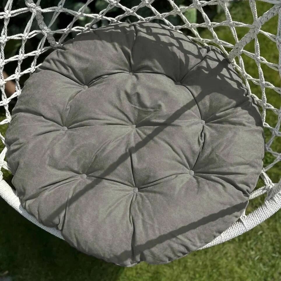 Подушка круглая Тина для подвесного кресла сиденье на качели 60D, серый - фотография № 3