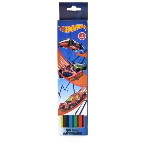 CENTRUM Цветные карандаши Hot Wheels 6 цветов (88772), 6 шт. карандаши цветные пластиковые 12 цветов трехгранные длина 177мм в картонной упаковке с европодвесом