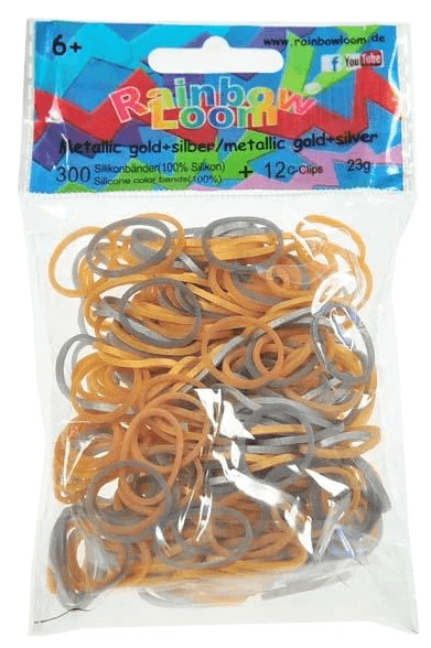 Rainbow Loom Резиночки для плетения браслетов RAINBOW LOOM Металлик, серебро и золото B20563/1