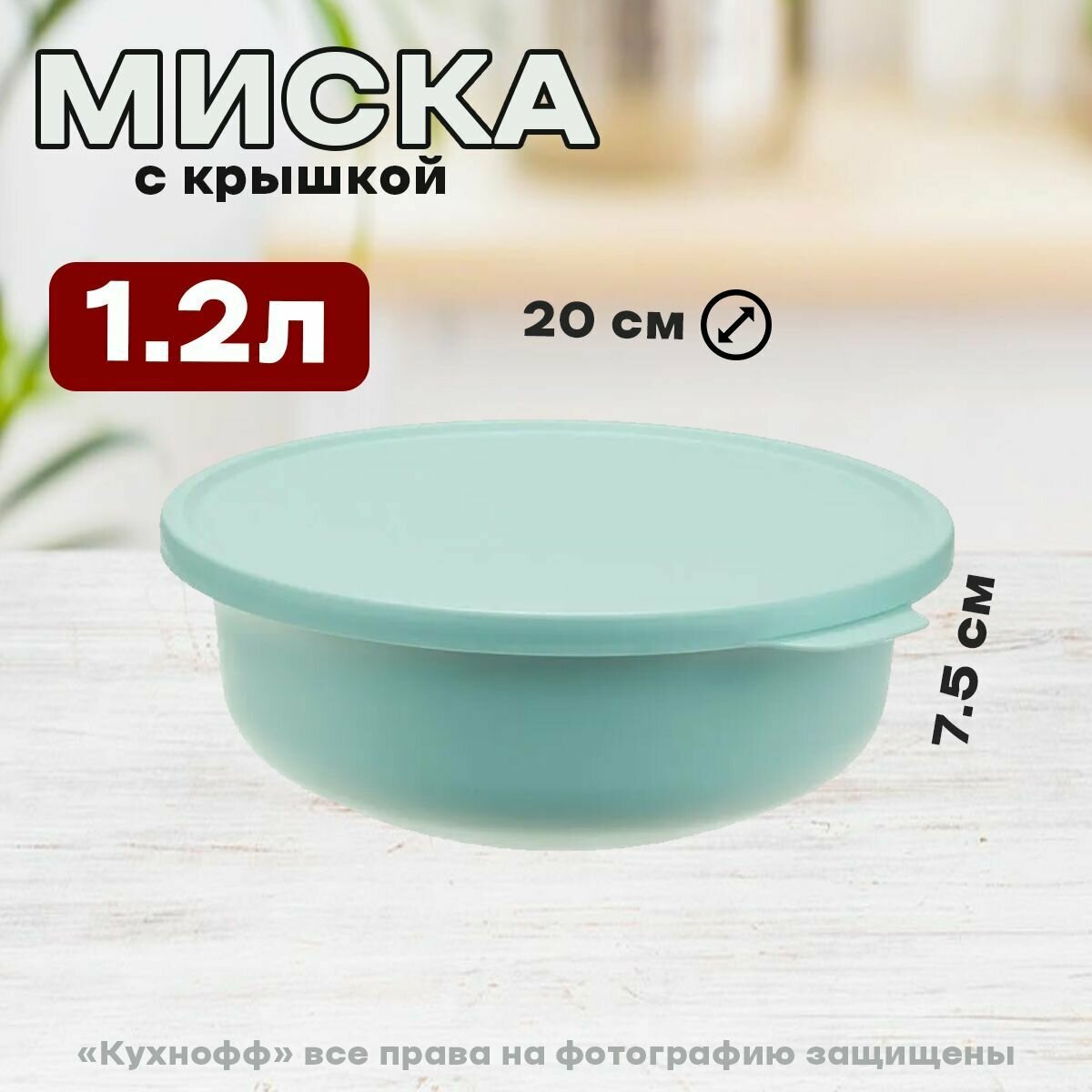 Миска пластмассовая с крышкой (морская волна) тэсти 12л