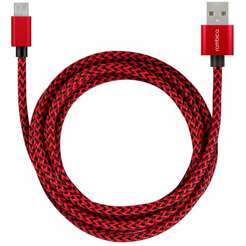 Кабель Rombica Digital USB - microUSB (AB-04), 2 м, черный/красный кабель подключения zhiyun smooth cellphone usb cable micro usb to micro usb