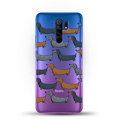 фото Силиконовый чехол узор из такс на xiaomi redmi 9 andy & paul