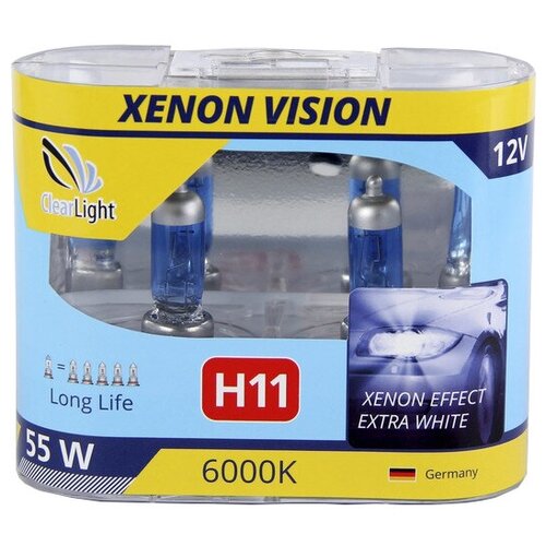 фото Лампа автомобильная галогенная clearlight xenonvision mlh11xv h11 55w 2 шт.