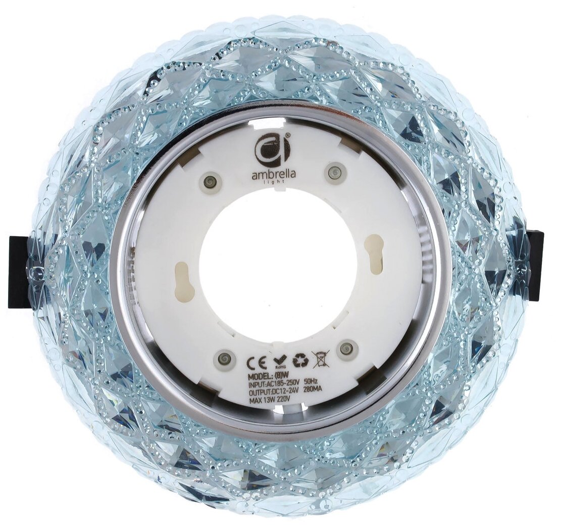 Встраиваемый точечный светильник со светодиодной лентой G288 BL хром/сапфир GX53+3W(LED WHITE) - фотография № 2