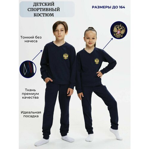 Костюм WILDWINS детский, свитшот и брюки, размер 164/170, синий