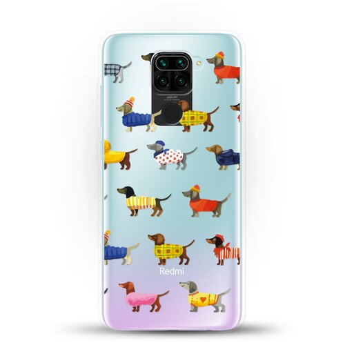 фото Силиконовый чехол модные таксы на xiaomi redmi note 9 andy & paul